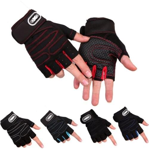Men Fitness Heavyweight Training Gloves Bodybuilding Half Finger Gloves Non-Slip Extended Wrist Support Weightlifting Cycling