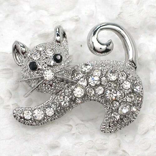 Clear Rhinestone Kittens Pin brooches C483 A
