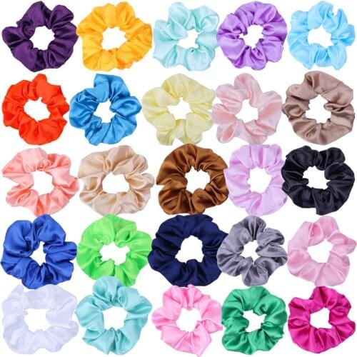 Meimile ties for girls ponytail holders women solid hair ring colorful hair rubber bands elastic satin fabric