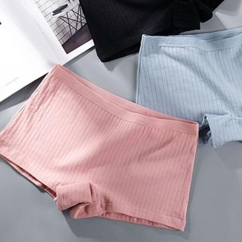 Sexy Cotton Panties Striped Women Boyshorts Breathable Ladies Safety Underwear Girls Underpants Flat Boxer Shorts Culotte Femme