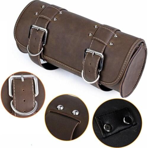 Universal Motor Hanging Saddle Bag Practical PU Leather Tool Storage Large Capacity Resistant Wear Motorcycle Front Sided Bag