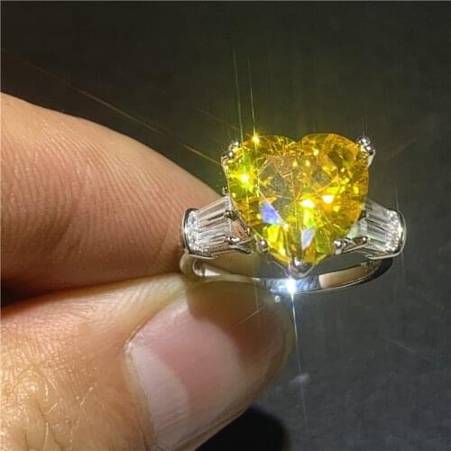 Heart shape Promise ring 925 Sterling silver 10mm Diamond cz Wedding Band Rings for women Bridal Statement Party Jewelry