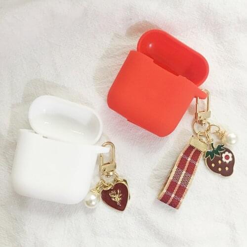 For QCY T8 /T8 T8S / T7 / T10 Earphone Protective Cover Luxury Cute Rose Pearl Pendant Keychain Cover For QCY T7 case