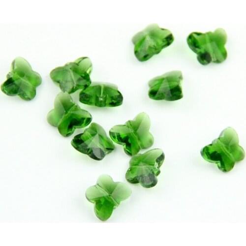 100PCS/lot Dark Green Color 14mm Crystal Butterfly Beads With Middle Hole For Wedding Strands & Chandelier Beads