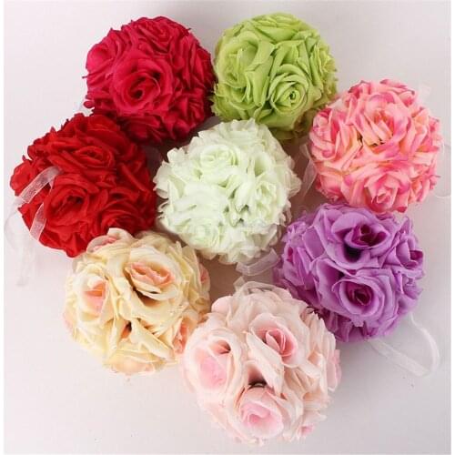 15cm Artificial Silk Flower Rose Kissing Balls Bouquet Centerpiece Pomander Party Wedding Centerpiece Decorations