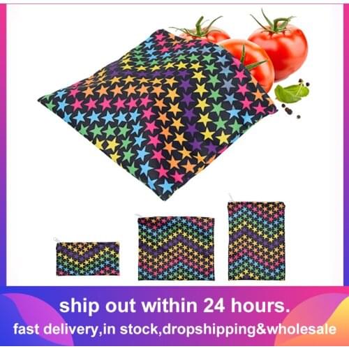 3 PCS Reusable Snack Bag Waterproof Bread Sandwich Bag Pouch for School Camping Work Travel