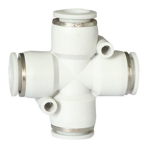4mm 6mm 8mm 10mm 12mm 14mm 16mm White Pneumatic Quick Fitting Plastic 4-Way Push to Connect Pipe Tube Fittings