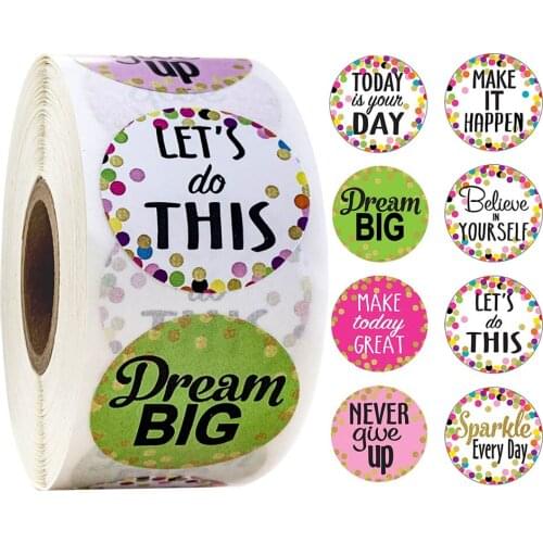 500 Pcs/roll Confetti Positive Sayings Accents Stickers for Students Teachers Classroom Use Kids Toys Sticker Phone Diary Laptop