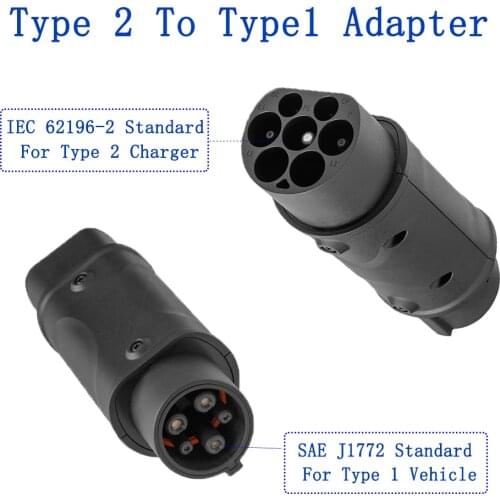 EVSE Adaptor 16A 32A Electric Vehicle Car EV Charger Connector IEC 62196 Socket Type 2 To Type 1 EV Adapter Socket