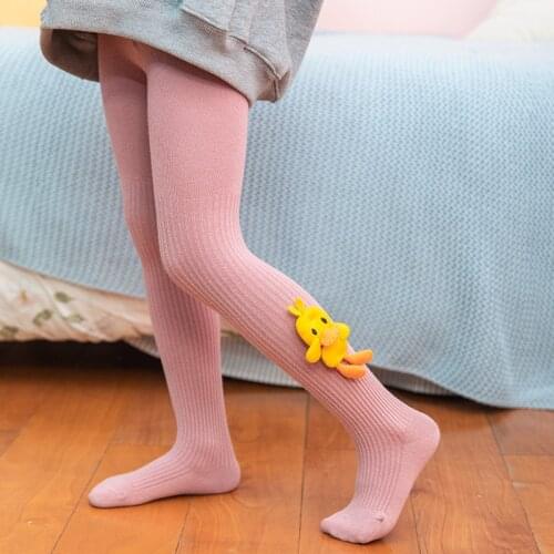 1-9Y Cute little yellow duck accessories children pantyhose girls boys knitted cotton spring autumn tights колготки для девочек