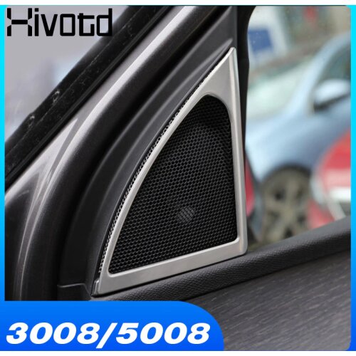 Hivotd For Peugeot 3008 5008 GT Accessories 2021 2020 2019 Interior Modification Parts Car Door Audio Speaker Cover Frame Trim