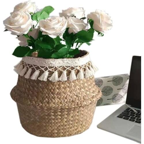 Handmade Bamboo Storage Baskets Seagrass Wicker Basket Flower Pot Dirty Laundry Hamper Storage Basket Dropshipping