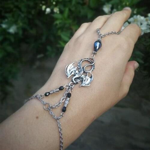 Dragon slave bracelet stainless steel simple or beaded black crystal dragon bracelet