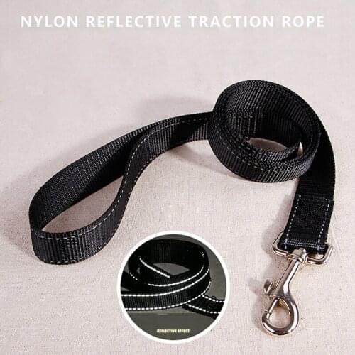 Black Color Basic Reflective Nylon Dog Leashes Adjustable Small Dogs Pet Puppy Walking Training Lead Hands Free Leashes