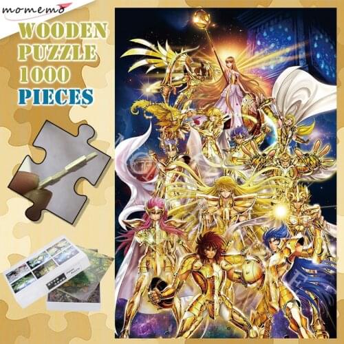 Wooden Anime Cartoon Puzzles 300 500 1000 Pieces Jigsaw Puzzles Gold Saints Customized Assembling Puzzle 1000 Pieces Games Toys