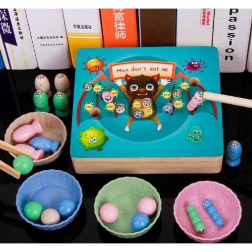 JaheerToy Baby Toys for Children Fishing Game Montessori Early Education Toy Color Beads 3-4-5 Years Old Kids