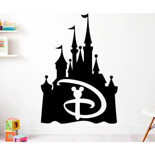 Disney Castle Wall Stickers Mickey Mouse Emblem Fairy Quote Kids Gift Vinyl Sticker Bedroom Accessories Home Decor Poster
