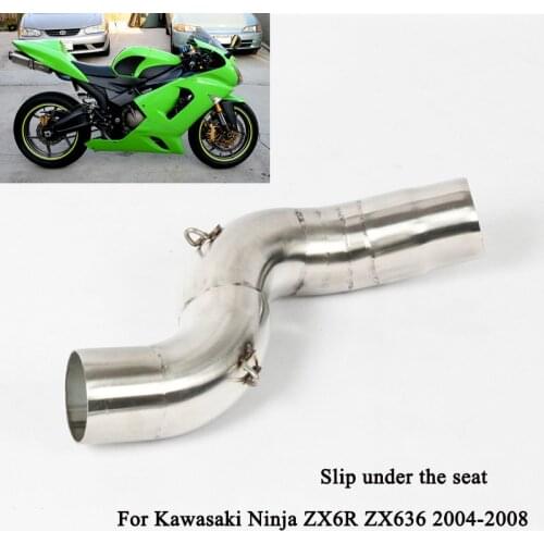 For Kawasaki Ninja ZX6R ZX636 2004-2008 Slip Under Seat Exhaust Mid Link Pipe Connecting Tube Modified 51mm Stainless Steel
