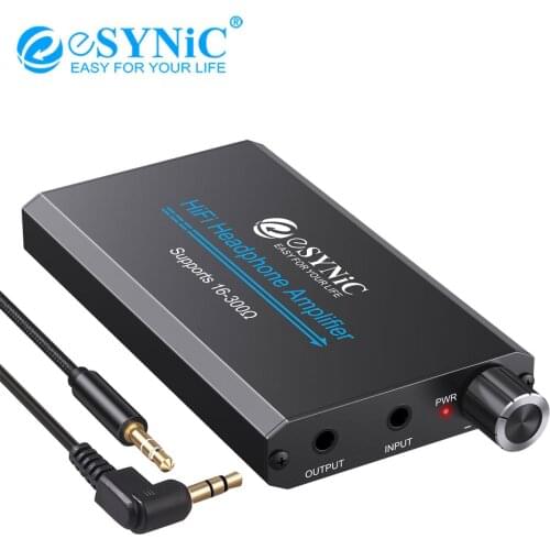 ESYNiC 16-300Ω Portable HiFi Headphone Amplifier Aluminum 3.5mm AUX Mini Earphone Amp With Gain Switch For Phone Laptop