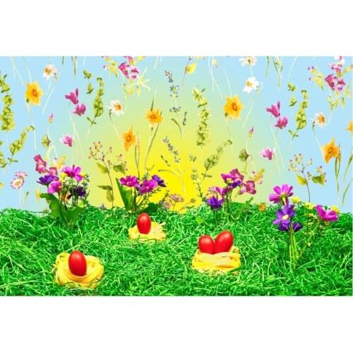 Happy Easter Beautiful Flowers Photography Background Photo Booth Studio Decor