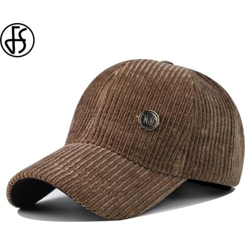 FS New Solid Color Corduroy Baseball Cap Fashion Brown Gray Thick Warm Winter Hats For Women Men 2021 Brand Hip Hop Face Caps