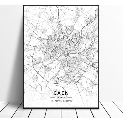 Hd print Nice Saint-Etienne Caen Aix-En-Provence Marseille Calais France Canvas Art Map Poster frame