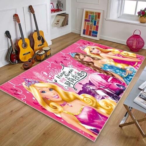 Disney Barbie Princess Baby Girl playmat Crawling Rug Flannel Short plush Living room Bedroom Kitchen Non-slip Carpet Home Decor