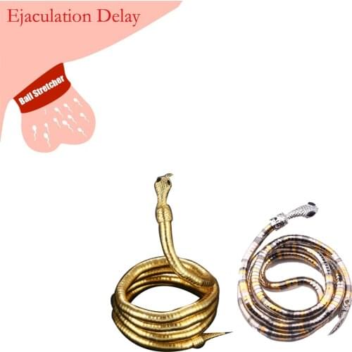 Metal Snake Shape Male 90CM Penis Cock Ring Sex Toys For Men Delay Ejaculation Cockring Cage Chastity Bondage Adult Game Toys