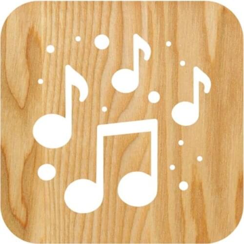 Creative Wooden Musical Notes Hollow Square Lamp LED Colorful Night Light Home