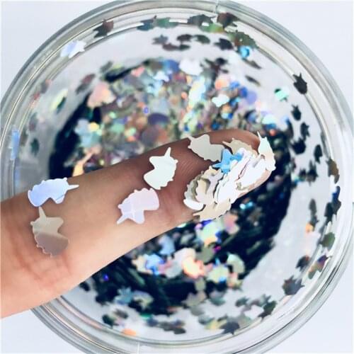 8-50g Laser Silver Ultrathin Nails Glitter Sequins Star Flower Unicorn Heart Dot Shape for Nail Diy Art Body Painting Decor