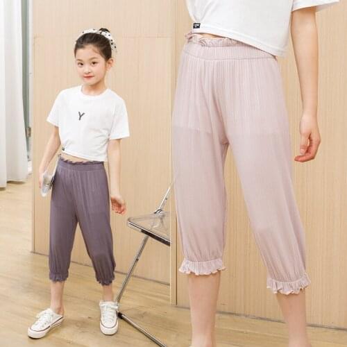 Summer lace pants baby mosquito socks girls ice silk bottoming cropped pants spring and summer loose and breathable 5 colors