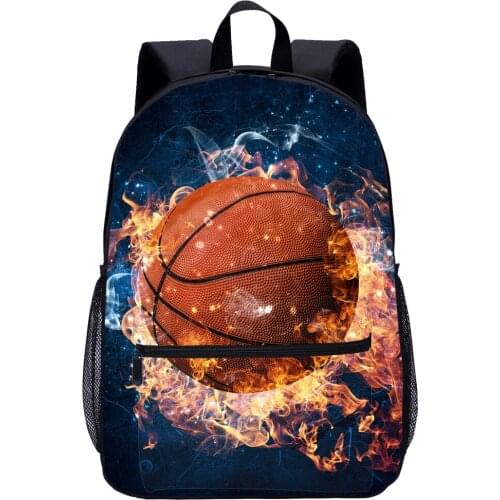 Fashionable School Travel Bag Backpack Flame Basketball Cool Outdoor Children School Backpack Laptop Daypack With Hidden Zipper
