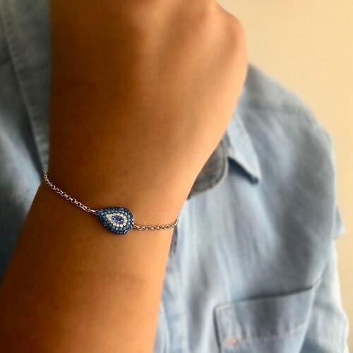 My evil eye 925 Sterling Silver Elevator Wristband Women Girls Gift Jewelry Accessories Fashion Handmade Elegant Bracelet