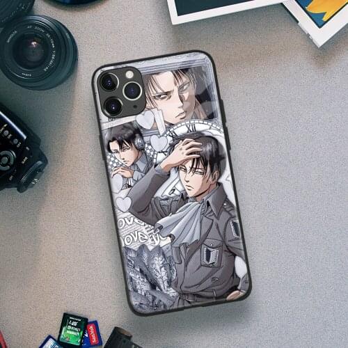 Levi Ackerman Attack on Titan Soft Silicone for IPhone Se 6 7 8 Plus X XR XS 11 12 Mini Pro Max Glass TPU Phone Case Cover Shell