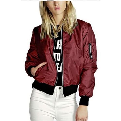 2018 New Women Jacket Solid Color Short Stand Collar Jacket Stylish Zip Bomber Jacket Women Outerwear Jaqueta