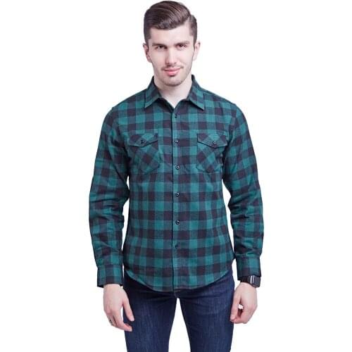 Flannel New Plaid Cotton European double bag shirt mens wear