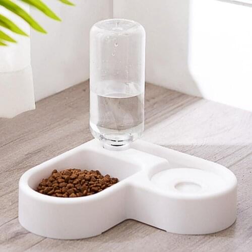 500ml Pet Dogs Cats Automatic Drinking Bottle Heart Feeding Bowl Water Dispenser White Medium-volume Eater Food Storage Bottle