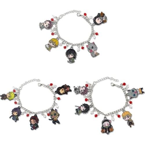 Hot Anime Demon Slayer Kimetsu no Yaiba Bracelet Ghost Blade Lovely Pendant Key Holder Cosplay Jewelry For Women&Men Gift