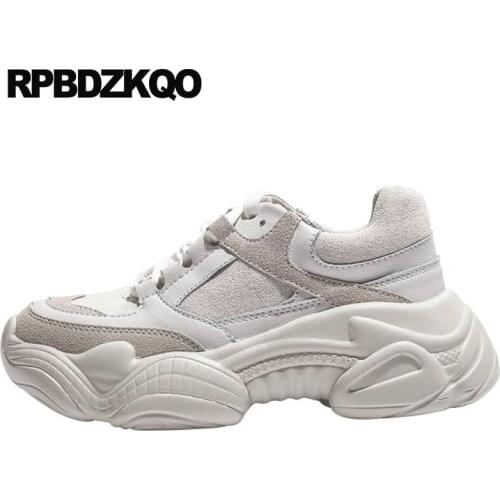 Drop shipping lace up women suede thick sole sneakers elevator muffin fur winter creepers platform shoes round toe trainers 2018