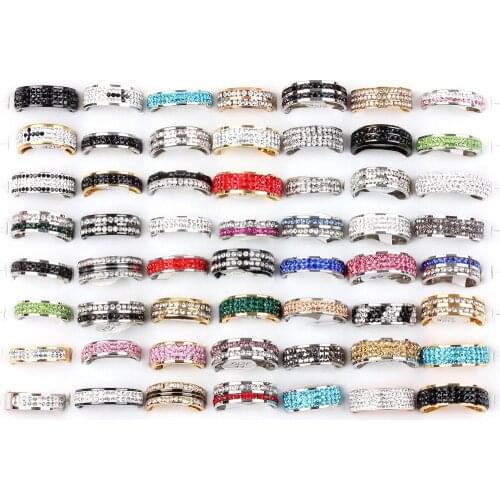 QianBei 50Pcs Female Zircon 316L Stainless Steel Wedding Rings For Women Silver&Gold P Crystal Stainless Engagement Finger Rings