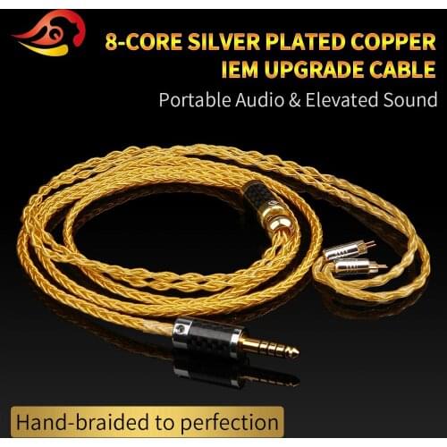 QYFANG 1.2m 8 Core Pure Gold Plated Earphone Upgrade Cable Wire 3.5/4.4mm Plug MMCX/0.78 Pin Audio Connector For SE846 W4R UM3X