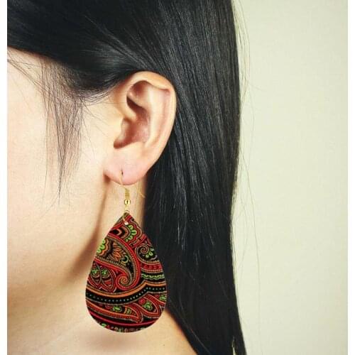 Handmade Leather Earrings Boho Leaf Teardrop Dangle 11/Colors Lightweight Faux Earrings Dangle Handmade for Women Girls Jewelry