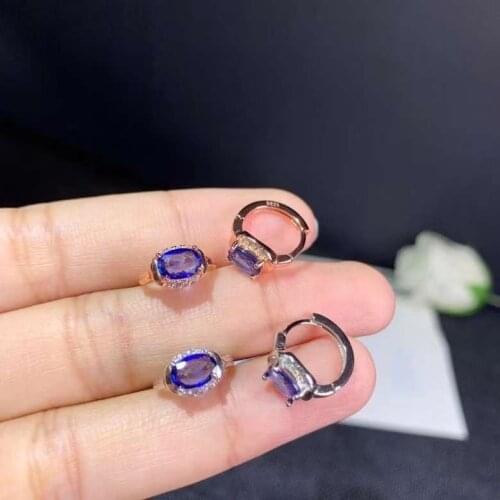 Natural Sapphire Earrings. 925 sterling silver inlay, simple and delicate, recommended by the boss