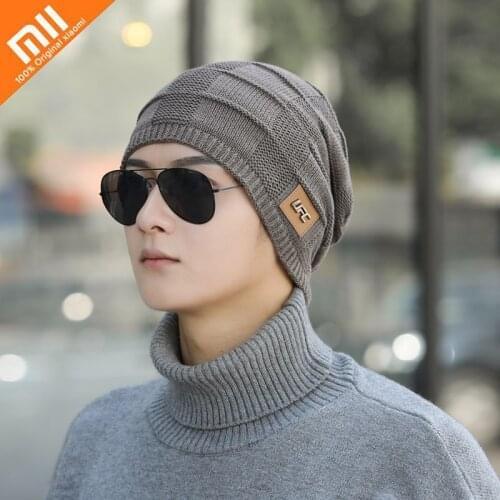 Xiaomi Winter Hat Women Men Knitted Hat Warm Soft Trendy Hat Mens Beanie Bonnet Casual Cap Plus Velvet Thicken Hedging Cap