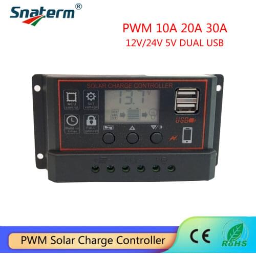 PWM 30A 20A 10A Solar PV Charger Controllers 12V24V Solar PV Regulator with LCD Display & double 5V USB for PV solar system