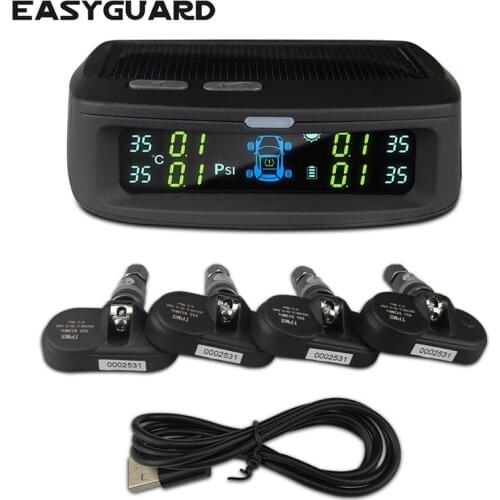 EASYGUARD T187N TPMS for car tire pressure monitoring system wireless internal sensor support PSI BAR solar energy LCD display