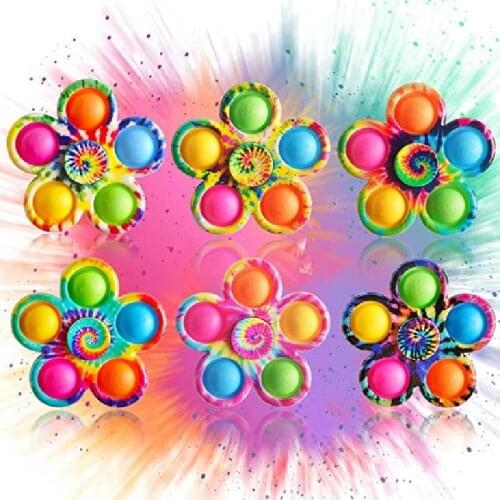 2021 Effacera Pop Fidget Spinnertoys 4 Pieces Tie-dye Bubble Universal Wheel Set Party Joy Sensory Toy Childrens Gifts Keychain