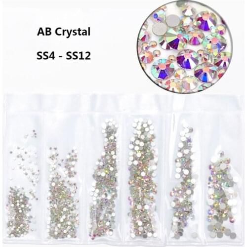 Super Glitter 1440pcs SS4-ss12 Flatback Multicolor Non HotFix Rhinestones Glass 3D Nail Art Decoration Shoes Dancing Decoration