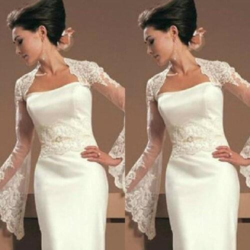 2019 Vintage Juliet Long Sleeves Lace Wedding Bridal Jackets Bolero Applique Tulle Cheap Wedding Wrap For Wedding Dress Gowns Pl