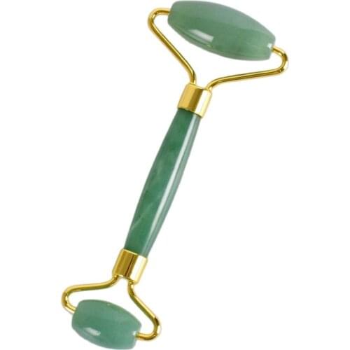 Thick Jade Face Massage Roller Natural Aventurine Gua Sha Tool Crystal Healing Massager Slimming Anti Wrinkle Cellulite Beauty